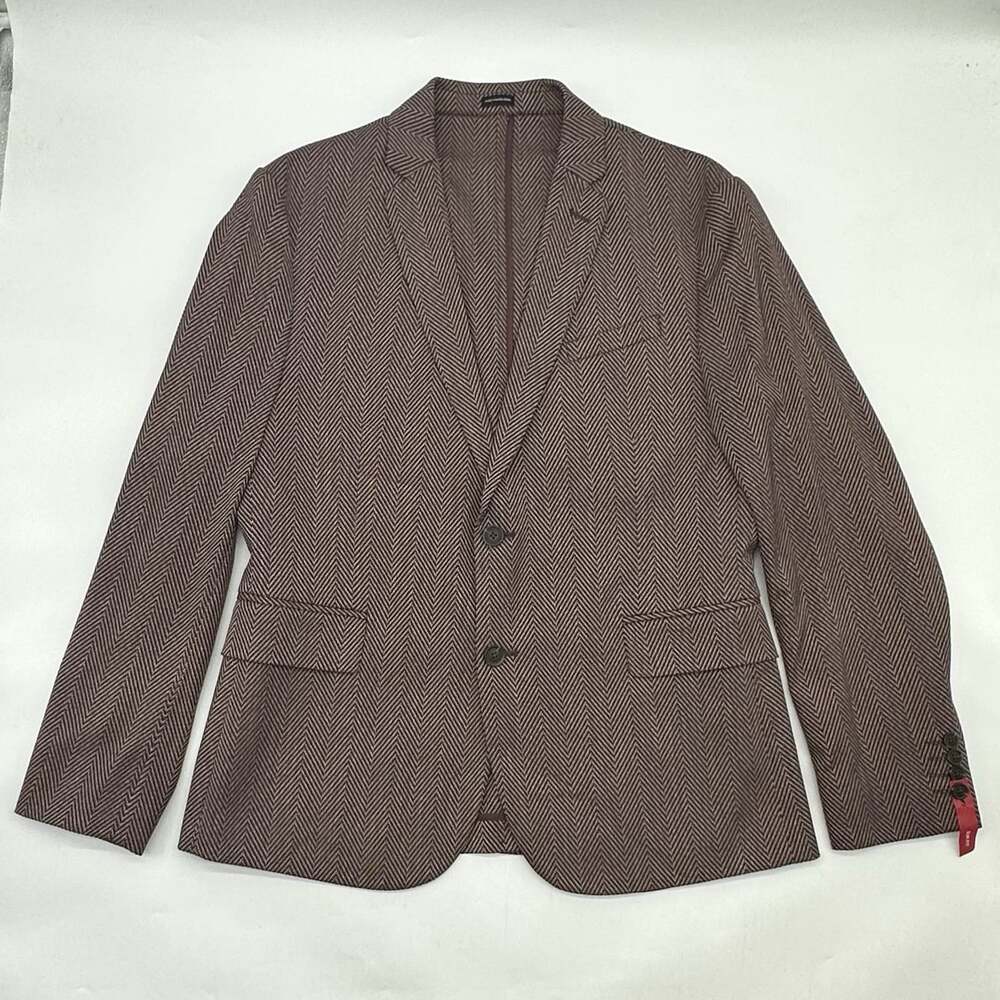 J. Ferrar Slim Fit Size Large 42/44 R Burgundy Herringbone Sport Coat Blazer NWT
